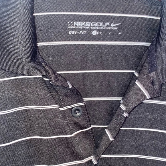 Nike - Dri-FIT Striped Black Golf Polo Shirt - Picture 3 of 4